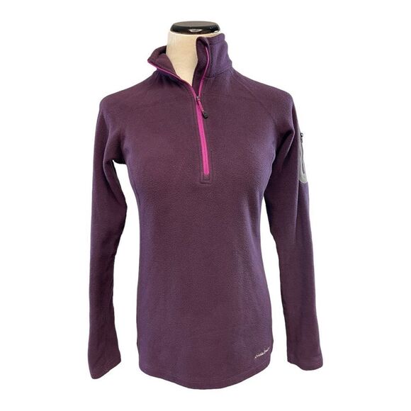 Eddie Bauer Pullover Quarter Zip Fleece Jacket Women's Sz S Purple Polartec - Picture 1 of 9